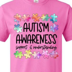 Inktastic Autism Awareness Support and Understanding Puzzle Pieces T-Shirt